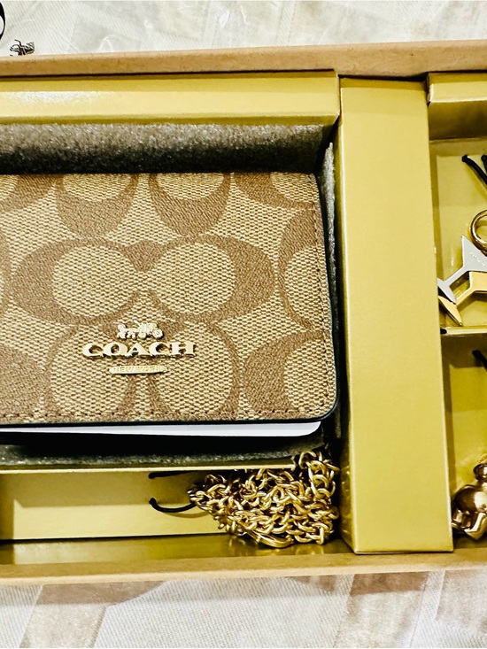 Coach Accessories - Coach Mini Wallet on a chain (crossbody) Tan Signature Canvas with Gold Hardware